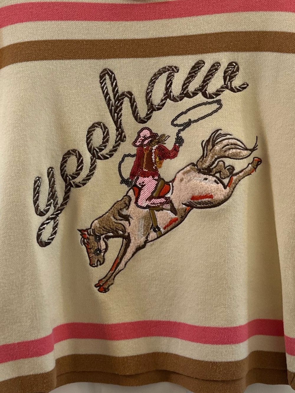 Queen of sparkles new western Cream Striped Sweater with Rodeo Graphic - Picture 4 of 5